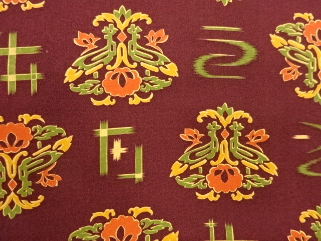  抽象草花模様織出し名古屋帯